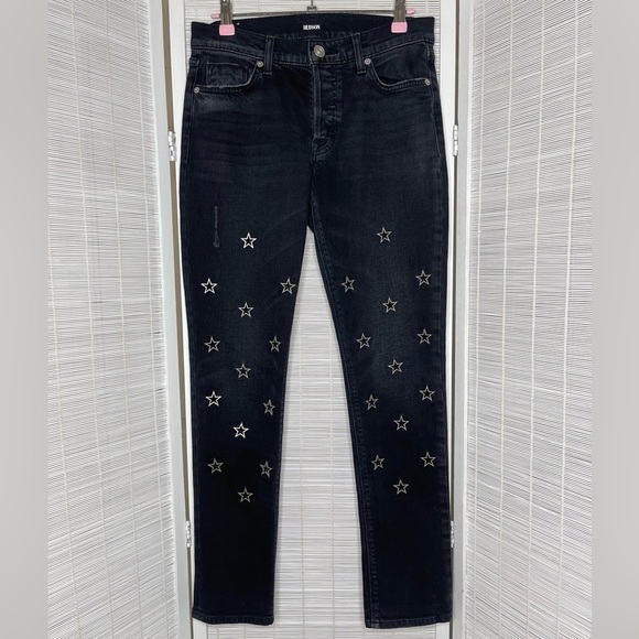 Hudson Riley Crop Relaxed Straight Leg Jeans Myth Black Size 25 - Picture 1 of 7
